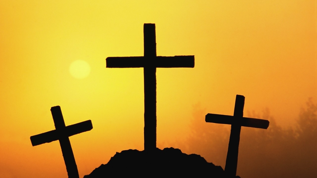 Silhouettes of Three Crosses
